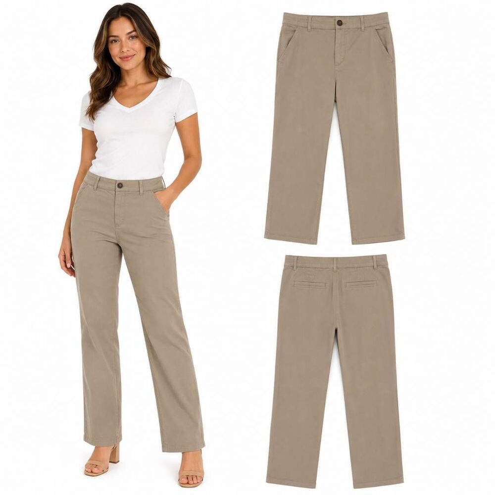Democracy Ab Solution Khaki Straight Leg Pants Size 14